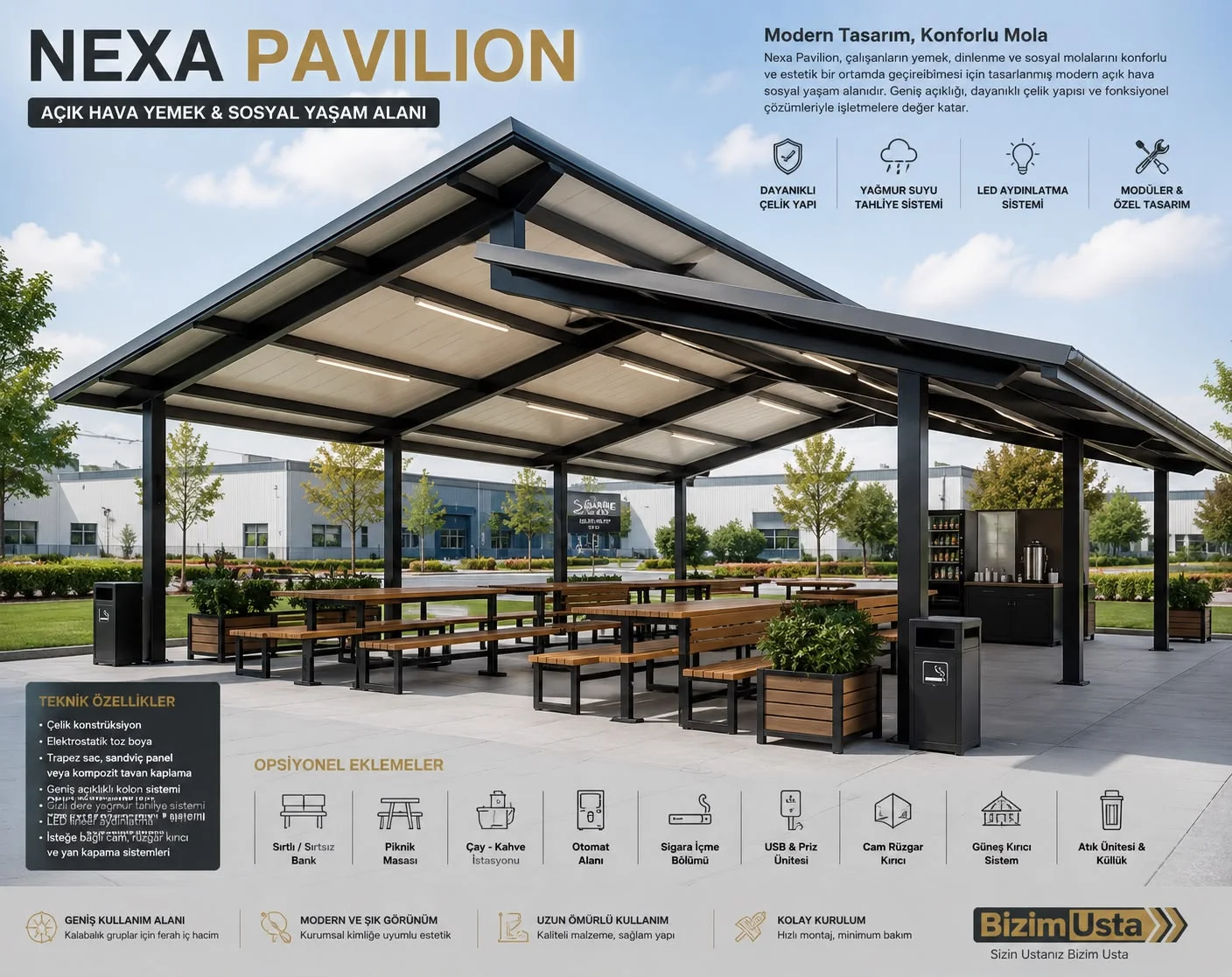 NEXA PAVILION Açık Hava Yemek ve Sosyal Yaşam Alanı Projesi
